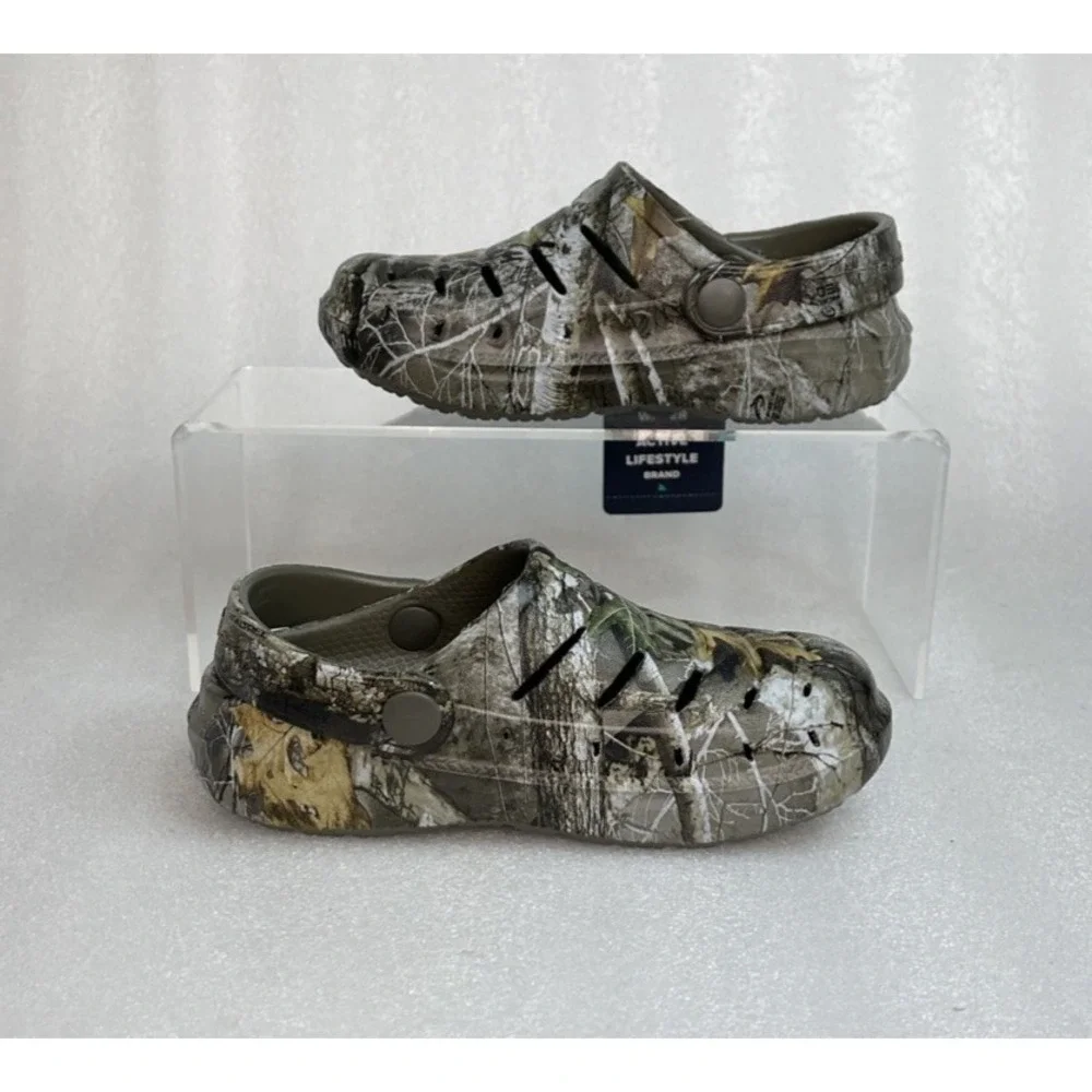 Rugged Shark Camo Real Tree Edge Eva Clogs Lightweight Slip on Boys Size 7 NEW